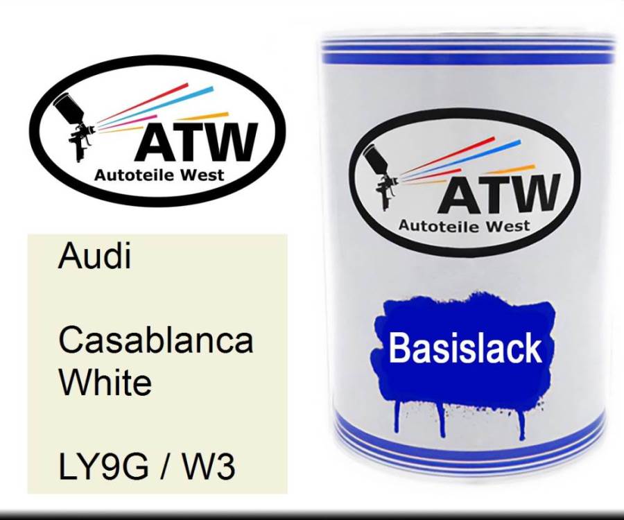 Audi, Casablanca White, LY9G / W3: 500ml Lackdose, von ATW Autoteile West.